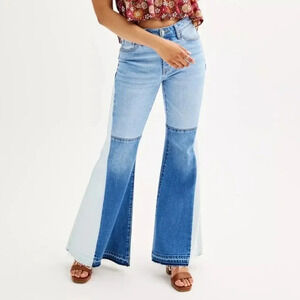 SO tri colored mid-rise flare jeans-juniors size 1/25 NWT